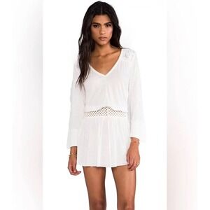 Free People Ivory Lace Trimmed Peasant Tunic Top MSRP 108 Size M